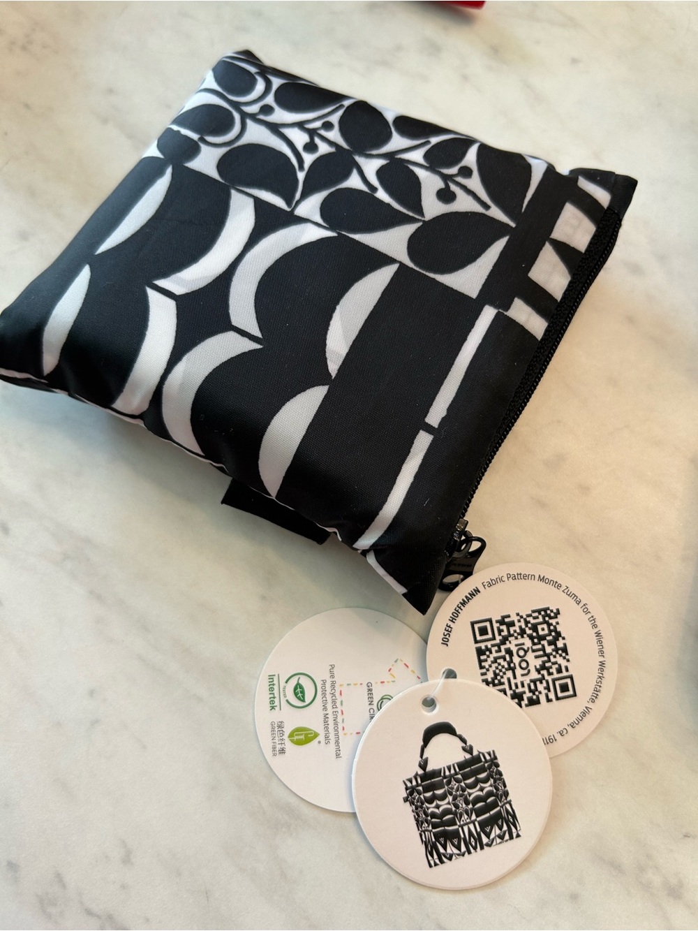 Loqi Monte Zuma Foldable Black & White Patterned Tote - Compact Carry